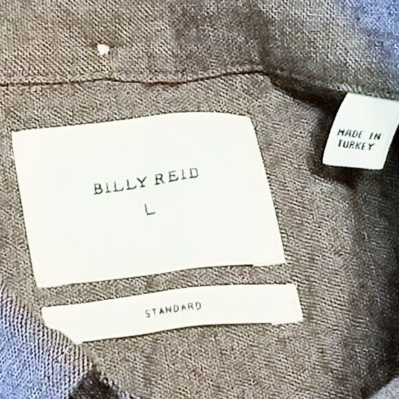 Billy Reid Shirt Men's Size Large Light Brown Standard Fit Long Sleeve Casual - Picture 4 of 5